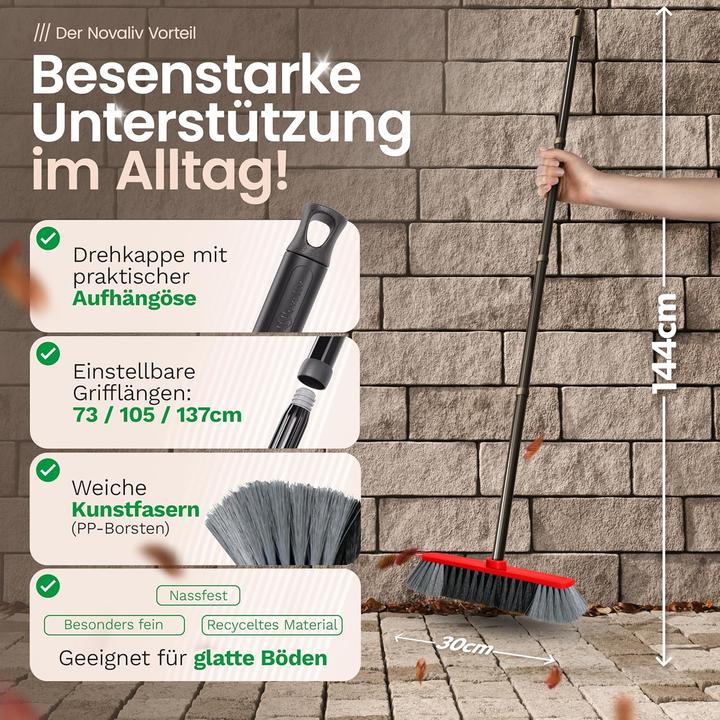 Produktbild Novaliv 2er Set Zimmerbesen 30 cm FEINE KUNSTBORSTEN Kehrbesen Rot Saalbesen - OHNE Stiel NUR Besenk (2 Stk.)