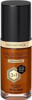 Actual product image Max Factor Facefinity All Day Flawless 3 In 1 Foundation N102-Chocolate 30ml (N102 Chocolate)