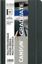 Image du produit Canson GRADUATE Cahier de croquis Mixed Media, 140 x 216 mm noir, 32 feuilles, papier 220 g/m², papier (140 x 216 mm, Blanc)