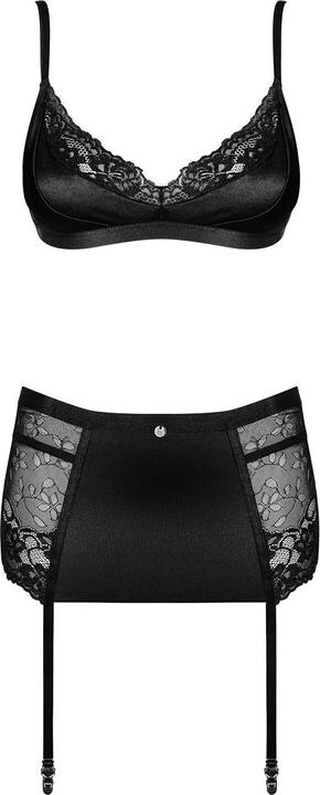 Actual product image Obsessive Blanita 3-piece Lace Suspender set - Black (L)