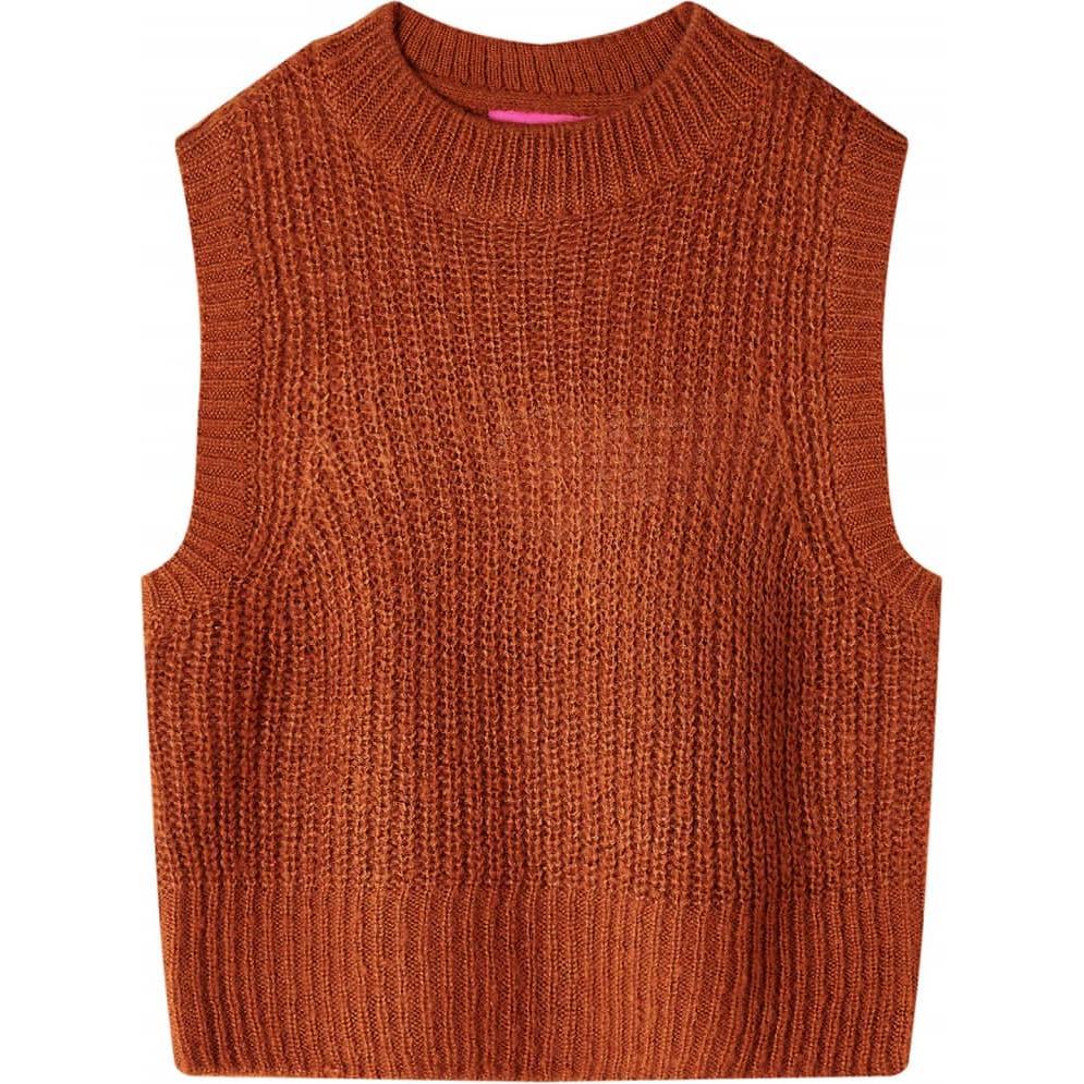 VidaXL, Jungen, Weste, Kinder-Pulloverweste Gestrickt Cognac 140,Material: 67, Braun, (140)