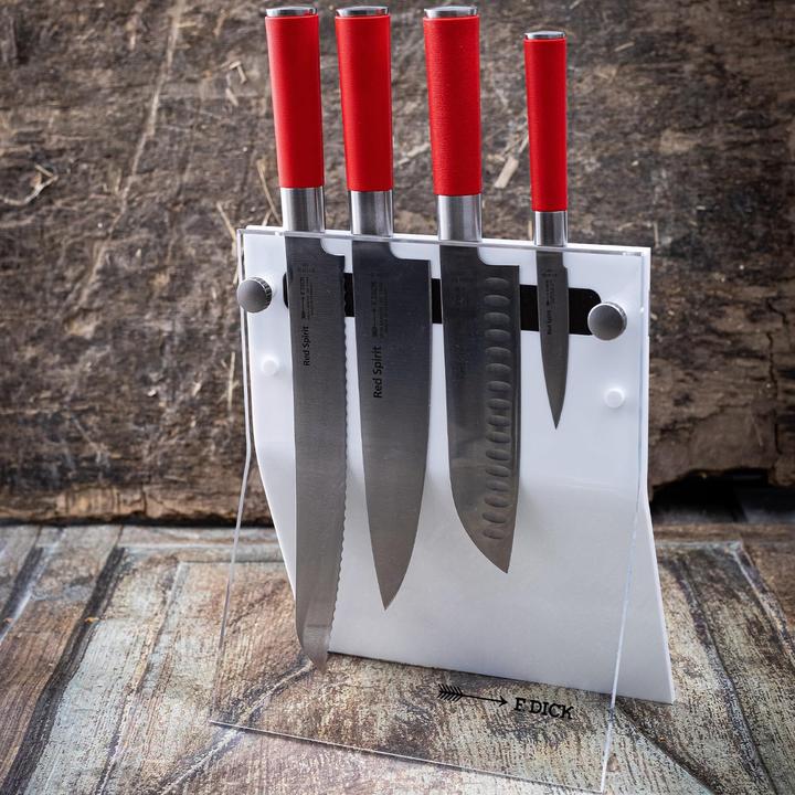 Produktbild F. Dick Red Spirit Messerblock 4Knives (4-teilig, Officemesser Santoku Küchenmesser Brotmesser, Mess