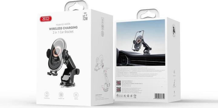 Actual product image xO car holder WX038 with inductive charging black 15W with suction cup