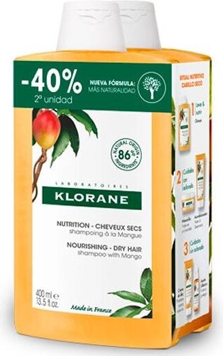 Immagine prodotto Klorane Shampoo per capelli secchi al mango 2x400ml (800 ml, Shampoo secco)