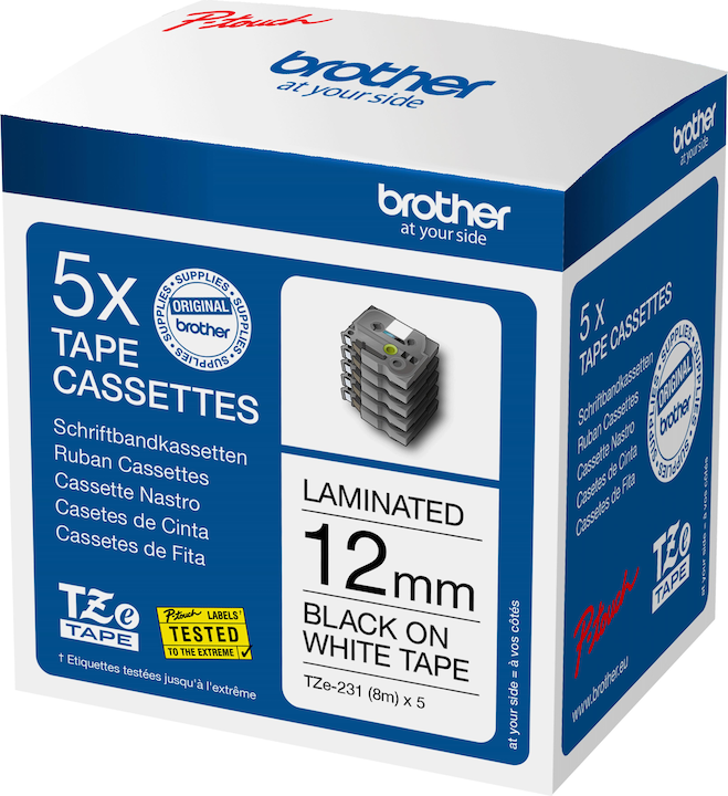 Brother TZe-231 (1.20 cm, Weiss, Schwarz)