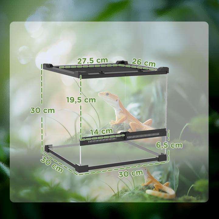 Image du produit PawHut Terrarium Hartglas, Stahl Schwarz