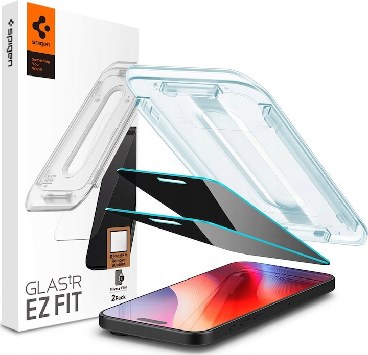 Spigen Glas.Tr â€Ez Fitâ€ 2-Pack for iPhone 16 Pro 6,3" privacy (2 Piece, Apple iPhone 16 Pro)