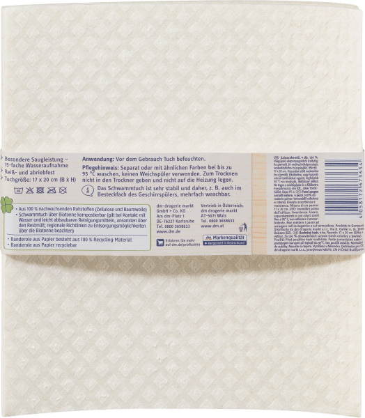 Image du produit dm Profissimo nature Chiffons éponges secs 100 % mélange cellulose-coton (4 pcs)