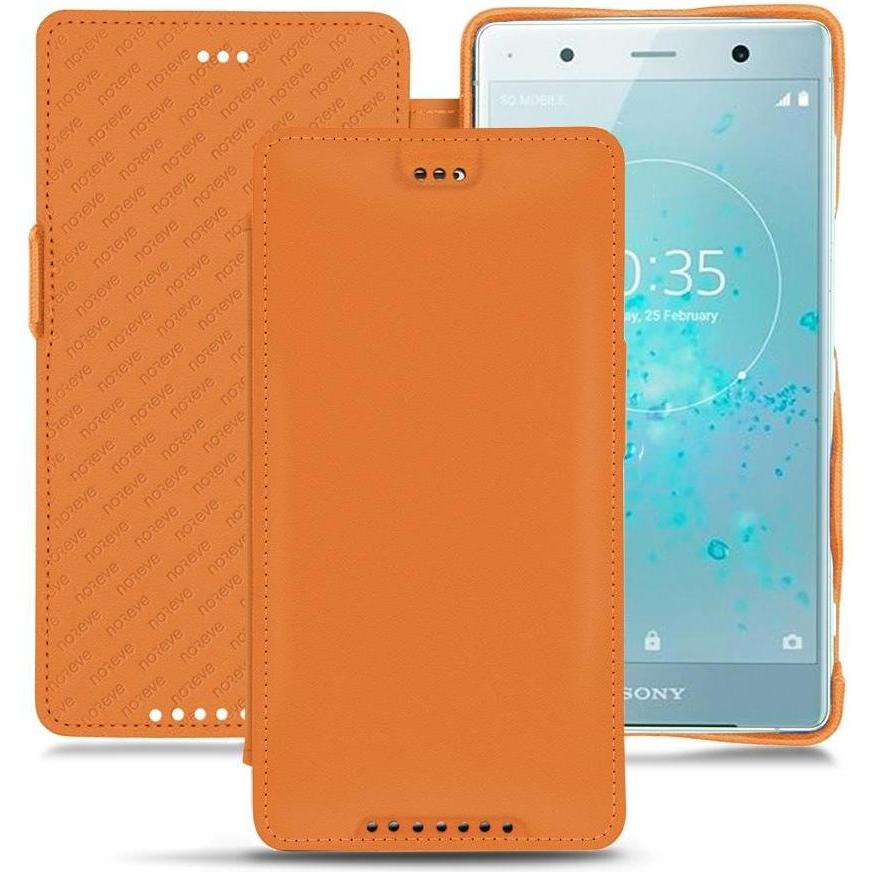 Noreve Lederschutzhülle horizontal (Sony Xperia XZ2 Premium), Smartphone Hülle, Orange