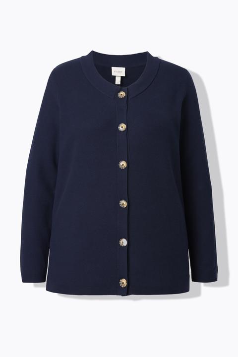 Produktbild Ulla Popken Strickjacke, Waffelstruktur, Stehkragen (58)