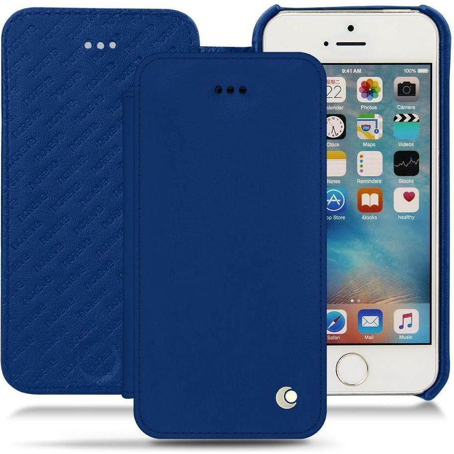 Noreve Lederschutzhülle horizontal (Apple iPhone SE), Smartphone Hülle, Blau