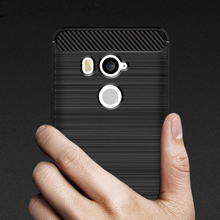 Actual product image König Design Case Mobile Protection for HTC U11 Plus Case Cover Bumper Carbon Optics Cases Black (HTC U11+, OnePlus X)