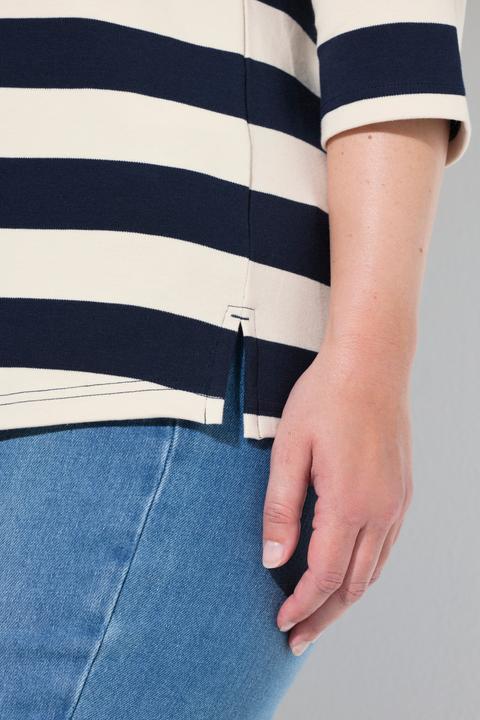 Produktbild Ulla Popken Polo-Sweatshirt, Streifen, 3/4-Arm (54)