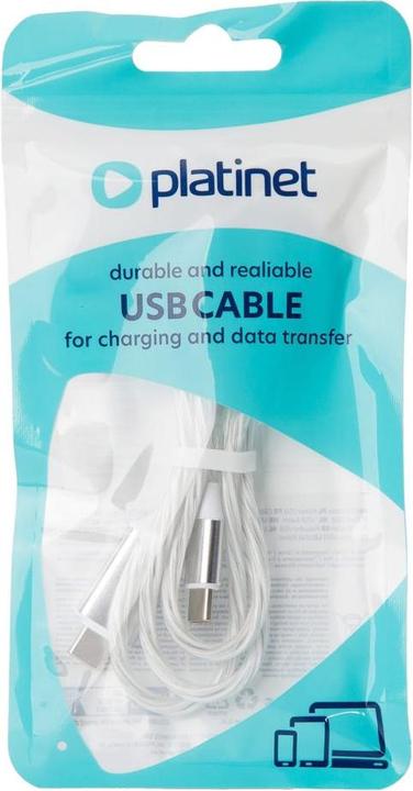 Produktbild Platinet USB-C zu USB-C 60W LED-Kabel 1m weiss (1 m, USB 2.0, 60 W)