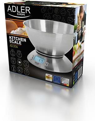 Actual product image Adler AD 3166 Kitchen Scale Stainless Steel Worktop Oval Electronic Kitchen Scale