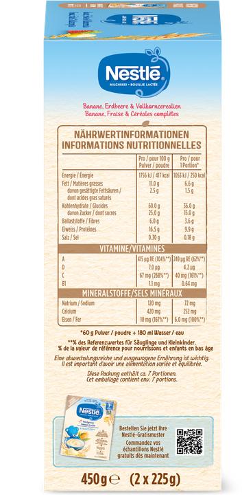 Image du produit Nestlé Bouillie lactée banane fraise & céréales complètes 8 mois pdr (450 g)