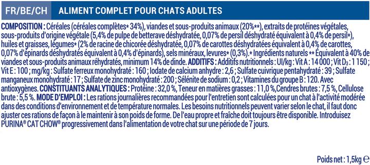 Actual product image Purina ONE CAT CHOW 3 in 1 Turkey 1,5 kg (Adult, 1 pcs., 1500 g)