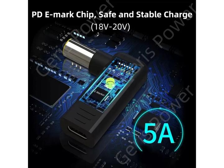 Actual product image PowerGuard USB-C to Lenovo Square Notebook PD Charger Adapter 65W 20V (10.5 x 4.2mm) (65 W)