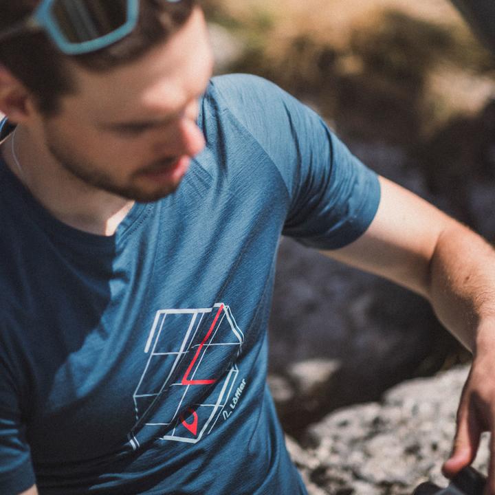 Produktbild Löffler Loeffler Hemd kurzarm M Printshirt Tracking Merino Light Dark Petrol - Blau (52)