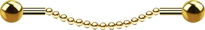 Produktbild Star Piercing Barbell vergoldet zwei Kugeln Kette (Chirurgenstahl 316L, ohne Messing)