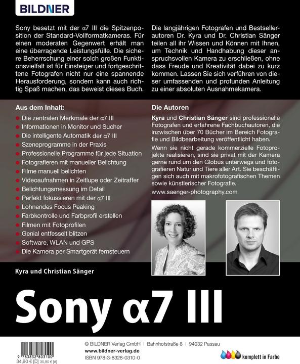 Produktbild Sony A7 III (Deutsch, Christian Sänger, Dr. Christian Sänger, Dr. Kyra Sänger, Kyra Sänger, 2018)
