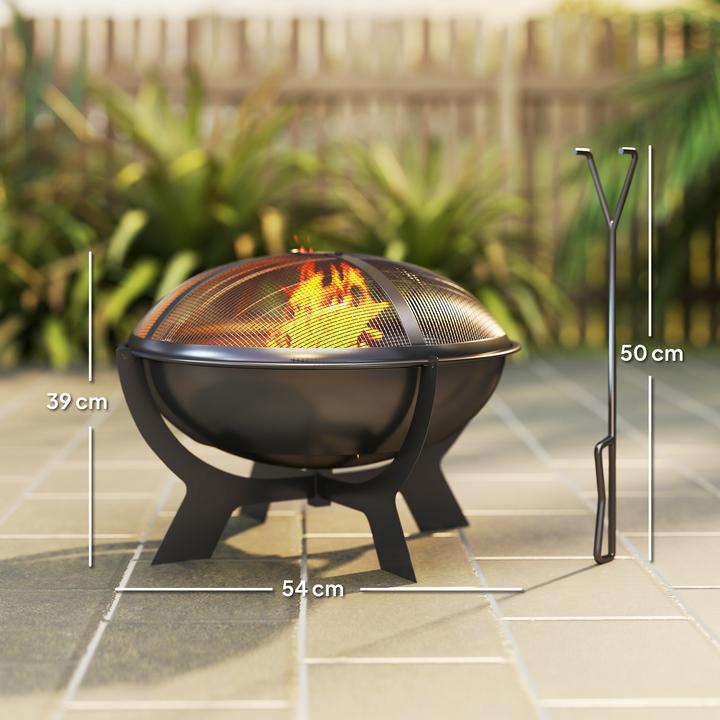 Produktbild Outsunny Feuerschale Metall Schwarz (54 cm)