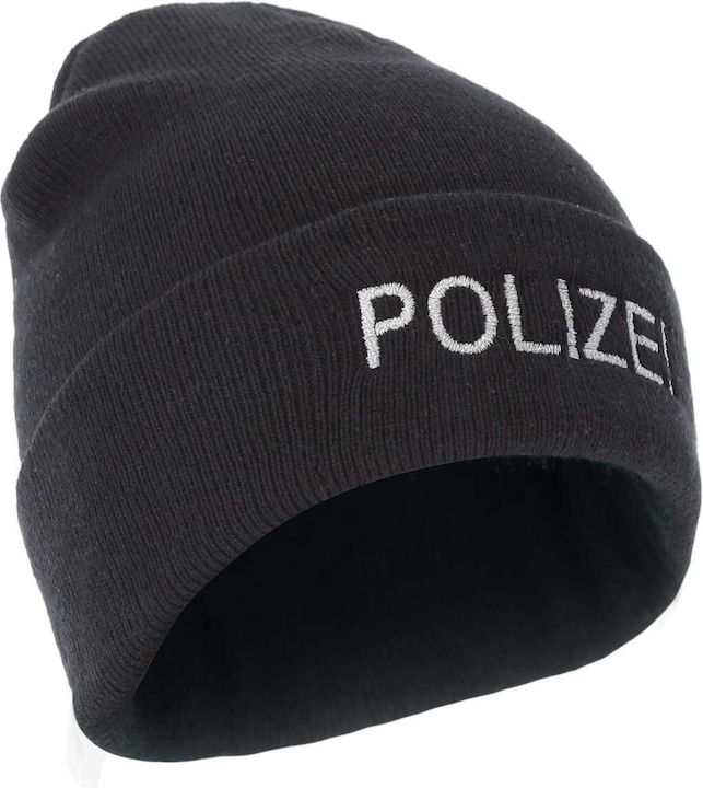 Produktbild Uf Pro Strickmütze mit retroreflektierendem Polizei Stick, Beanie, schwarz
