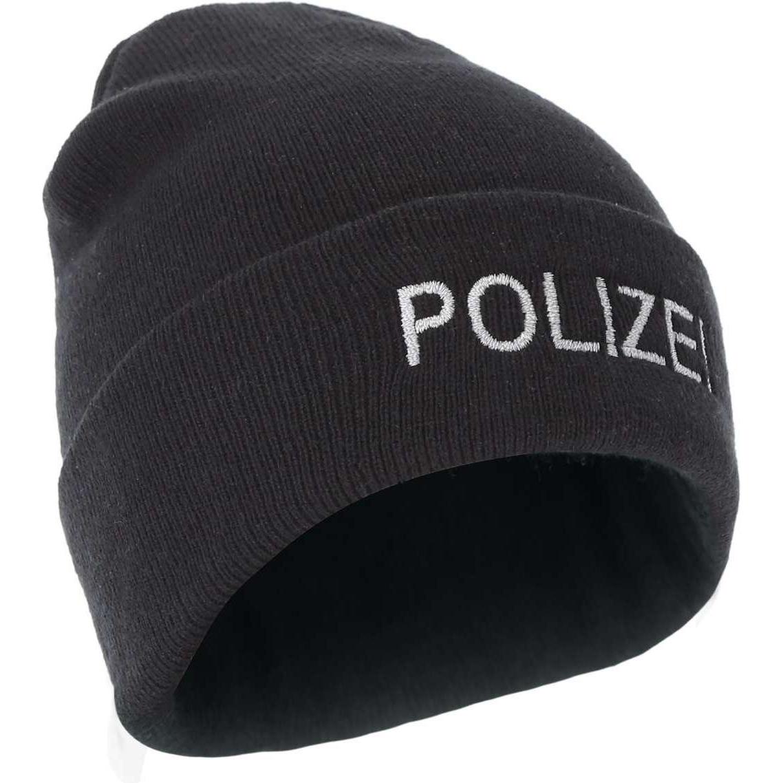 Uf Pro, Mütze, Strickmütze mit retroreflektierendem Polizei Stick, Beanie, schwarz, Schwarz