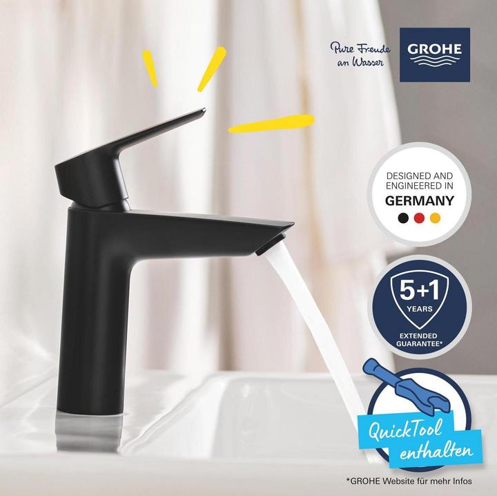 Produktbild Grohe Start QuickFix Lavaboarmatur, M-Size, Push-Open, energiesparend, mattschwarz