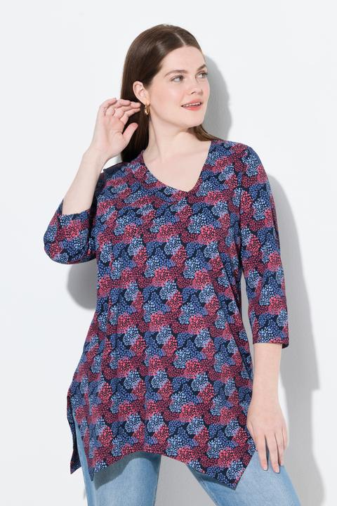 Produktbild Ulla Popken T-Shirt, Zipfelsaum, V-Ausschnitt, 3/4-Arm (58)