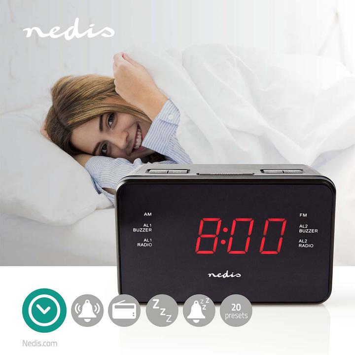 Image du produit Nedis Radio-réveil numérique avec écran LED (0,9 pouce) FM