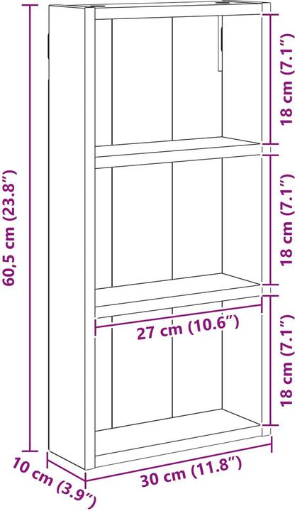 Produktbild vidaXL Badezimmerschrank (30 x 10 x 60.50 cm)