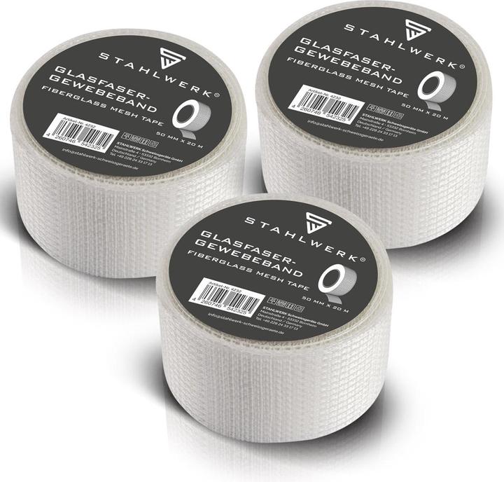 Produktbild Stahlwerk Glasfaser-Gewebeband 3er Set 20 m x 50 mm, selbstklebend (50 mm)