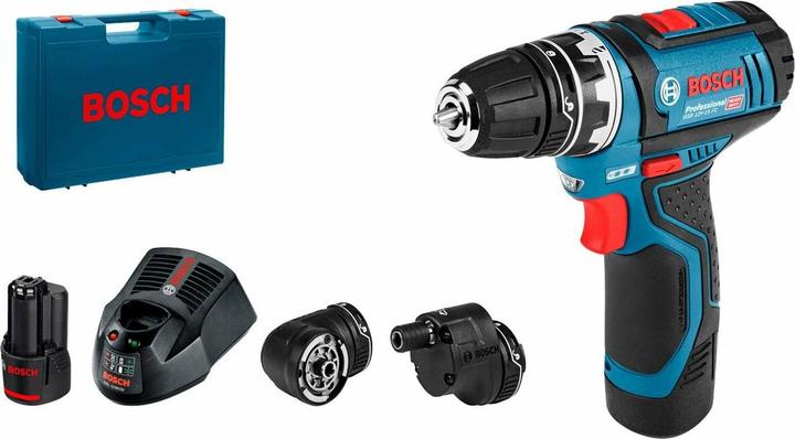 Produktbild Bosch Professional Akku-Bohrschrauber GSR 12V-15 FC(2x 2.0 Ah GAL 12V-40 GFA 12-B GFA 12-W GFA 12-E CC) (Akkubetrieb)