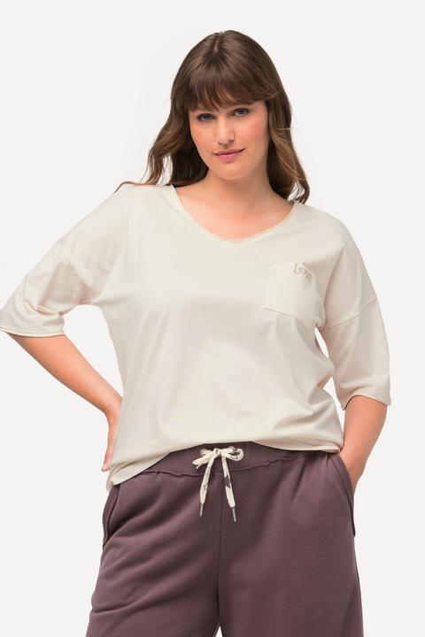 Image du produit Ulla Popken T-shirt d'intérieur oversize à col rond et manches courtes, bords roulottés (46, 48)