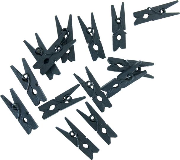 Productafbeelding Fiesta Mini houten wasknijpers - zwart - 24 stuks