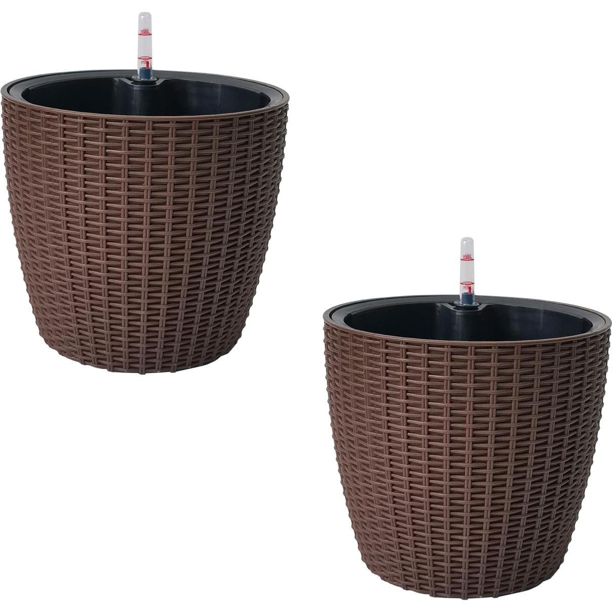 Thumbnail - HTI-Living, Blumentopf, Blumentopf Hydro Ø 21 cm 2er Set Nessa Braun (21.50 cm)