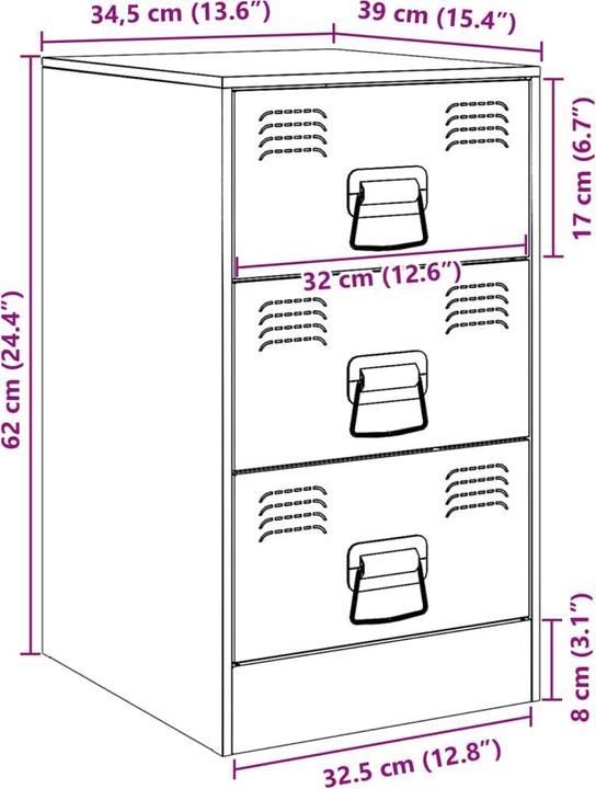 Produktbild vidaXL Nachttisch (34.50 x 39 x 62 cm)