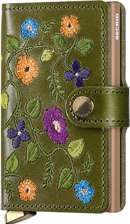 Secrid Stitch Floral Miniwallet, olive