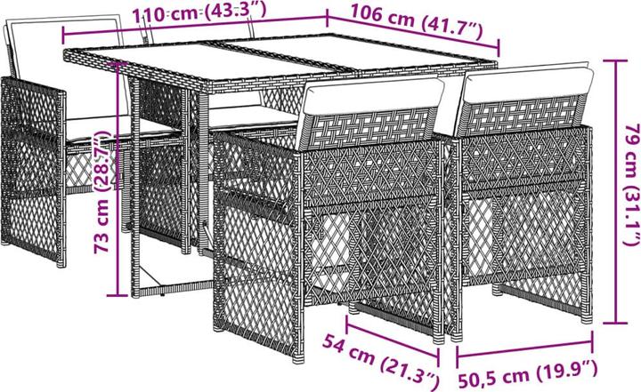 Actual product image vidaXL Garten Essgruppe (106 cm)