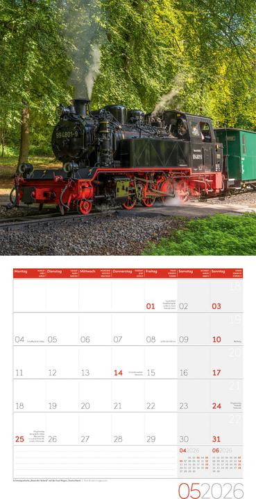 Image du produit Lokomotiven Kalender 2026 - 30x30 (30 x 30 cm, Couverture rigide, Allemand, Français, Anglais, Italien)