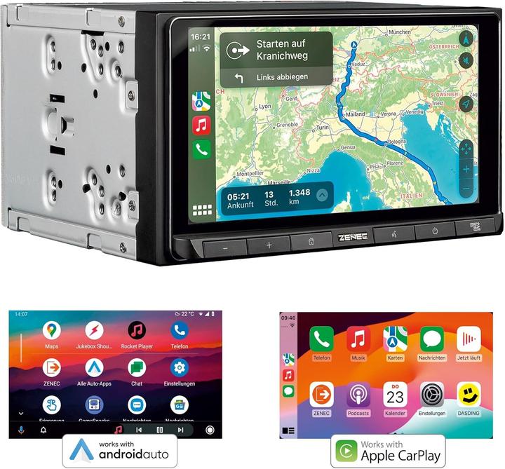 Produktbild Zenec Autoradio mit Touchscreen, drahtlosem Android Auto und Apple CarPlay, DAB+, Bluetooth, USB