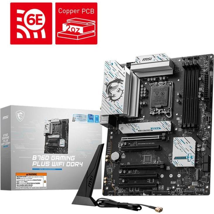 MSI B760 GAMING PLUS WIFI DDR4 (LGA 1700, Intel B760, ATX), Mainboard
