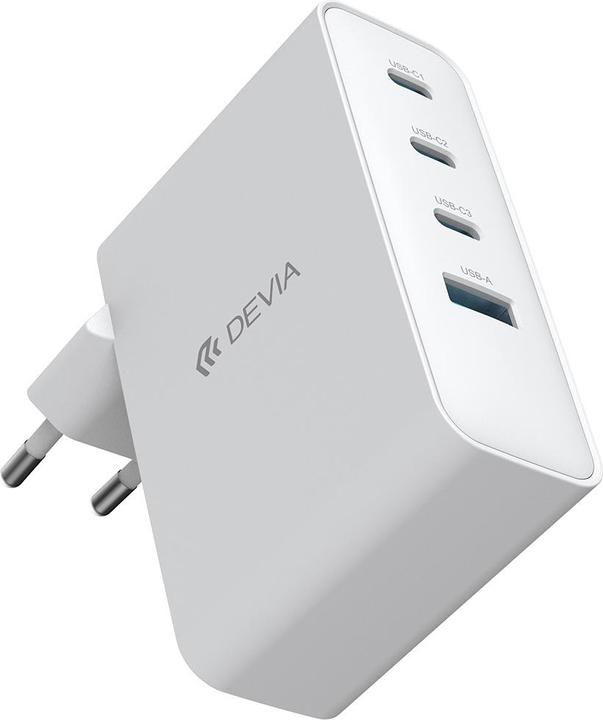 Devia wall charger Extreme PD GaN 100W 3x USB-C 1x USB white (100 W, 3 ports)