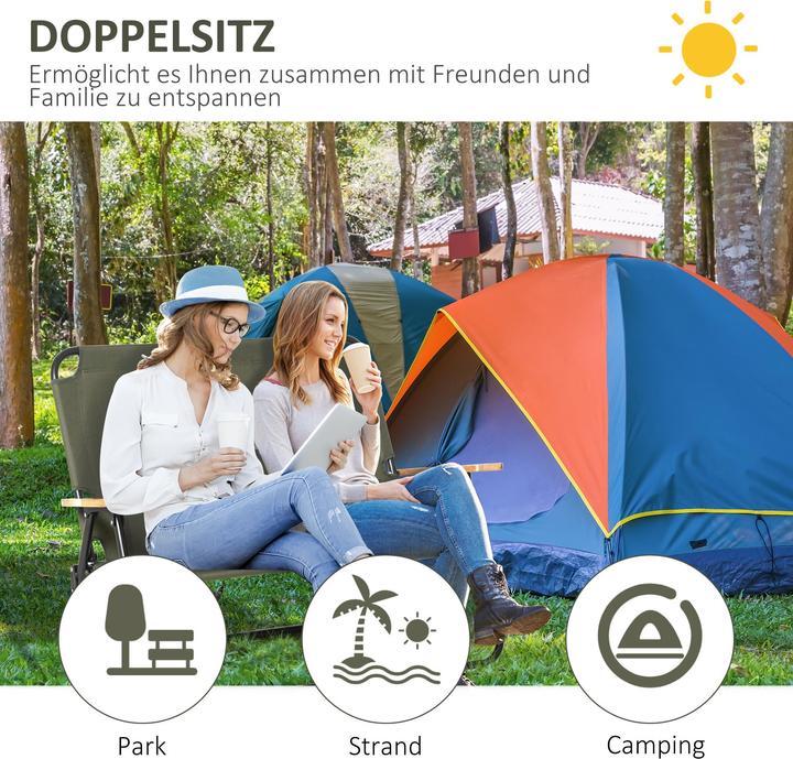Produktbild Outsunny Campingstuhl für zwei Personen und mit Becherhalter