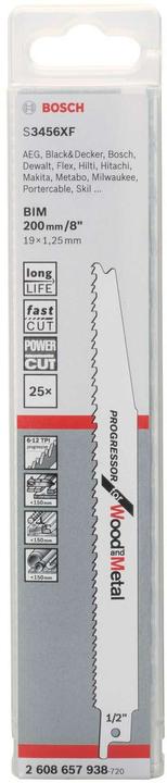 Immagine prodotto Bosch Professional Zubehör Lama per sega S 3456 XF, Progressor per legno e metallo, confezione da 25 pezzi