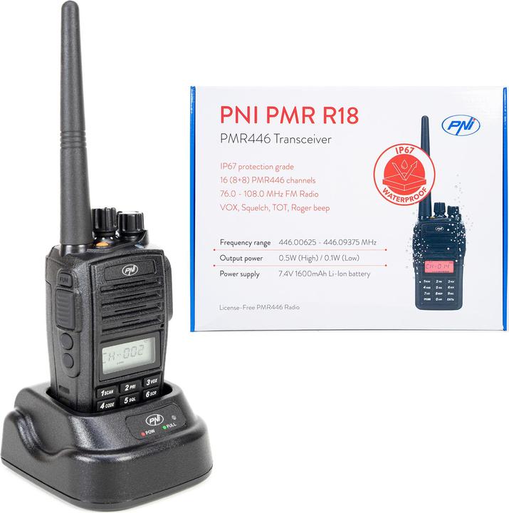 Immagine prodotto PNI PMR R18 - PMR 446 - IP67 resistente all'acqua - Robusto - Walkie talkie - Portofoon