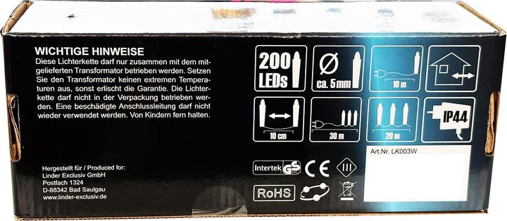 Actual product image Mojawo 200 LED fairy lights indoor and outdoor warm white (30 m)