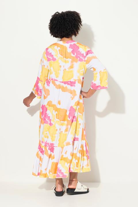 Produktbild Angel of Style Maxikleid, Batik-Druck, Stehkragen, 3/4-Ärmel, Volants (44)