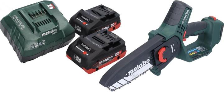 Produktbild Metabo MS 18 LTX 15 Akku Gehölzsäge 18 V 15 cm 5 m/s + 2x Akku 4,0 Ah + Ladegerät (Akku Kettensäge)